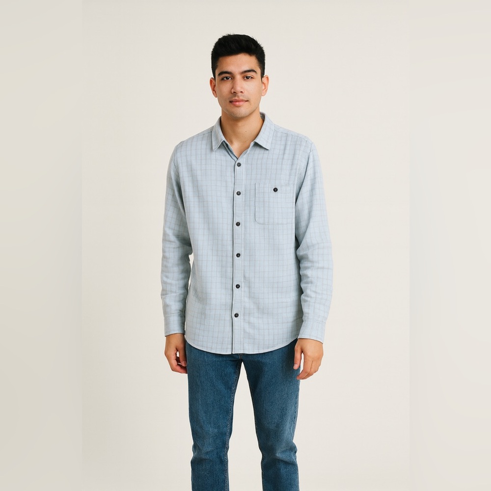 Carbon Cobalt Blue Cotton Shirt,‎ Sz L